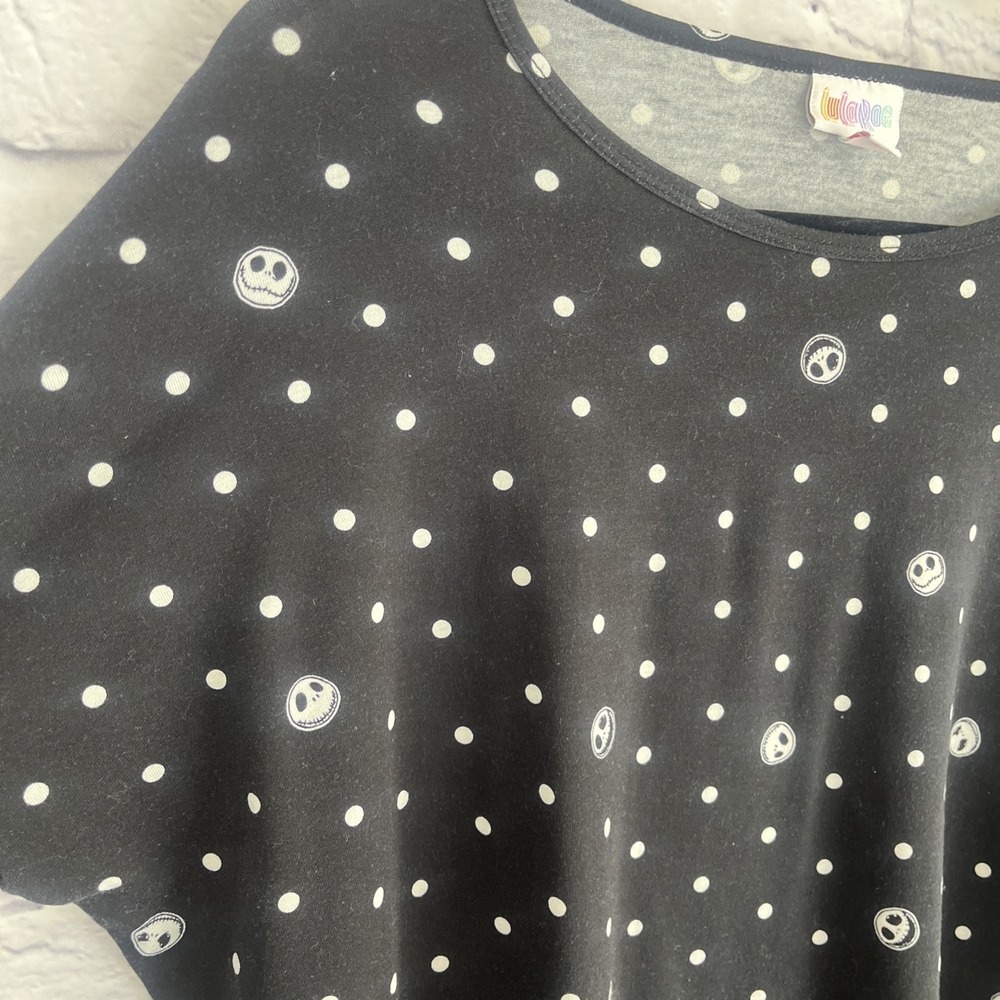Lularoe Disney Nightmare Before Christmas Jack Skellington Faces & Polka Dot Top - Picture 9 of 14